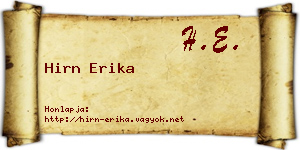Hirn Erika névjegykártya